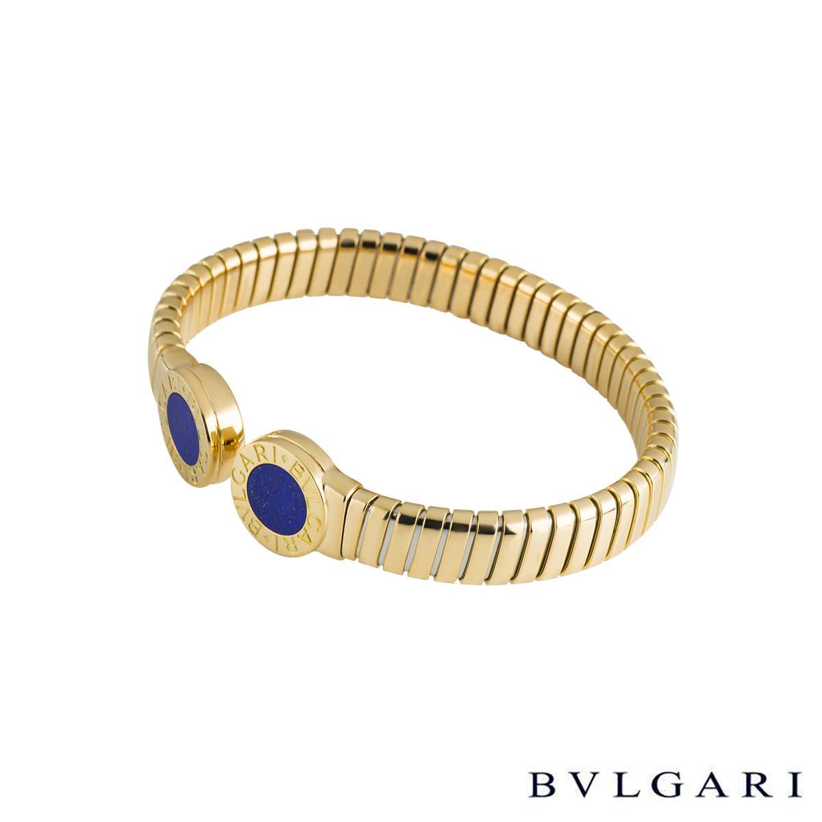 Bvlgari 18k Yellow Gold Lapis Lazuli Turbogas Bracelet | Rich Diamonds